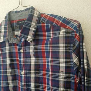 Nautica Blue/Red Plaid Button Down